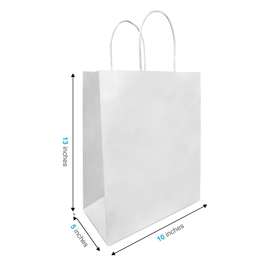 Debbie white paper bag, 10 x 5 x 13 in