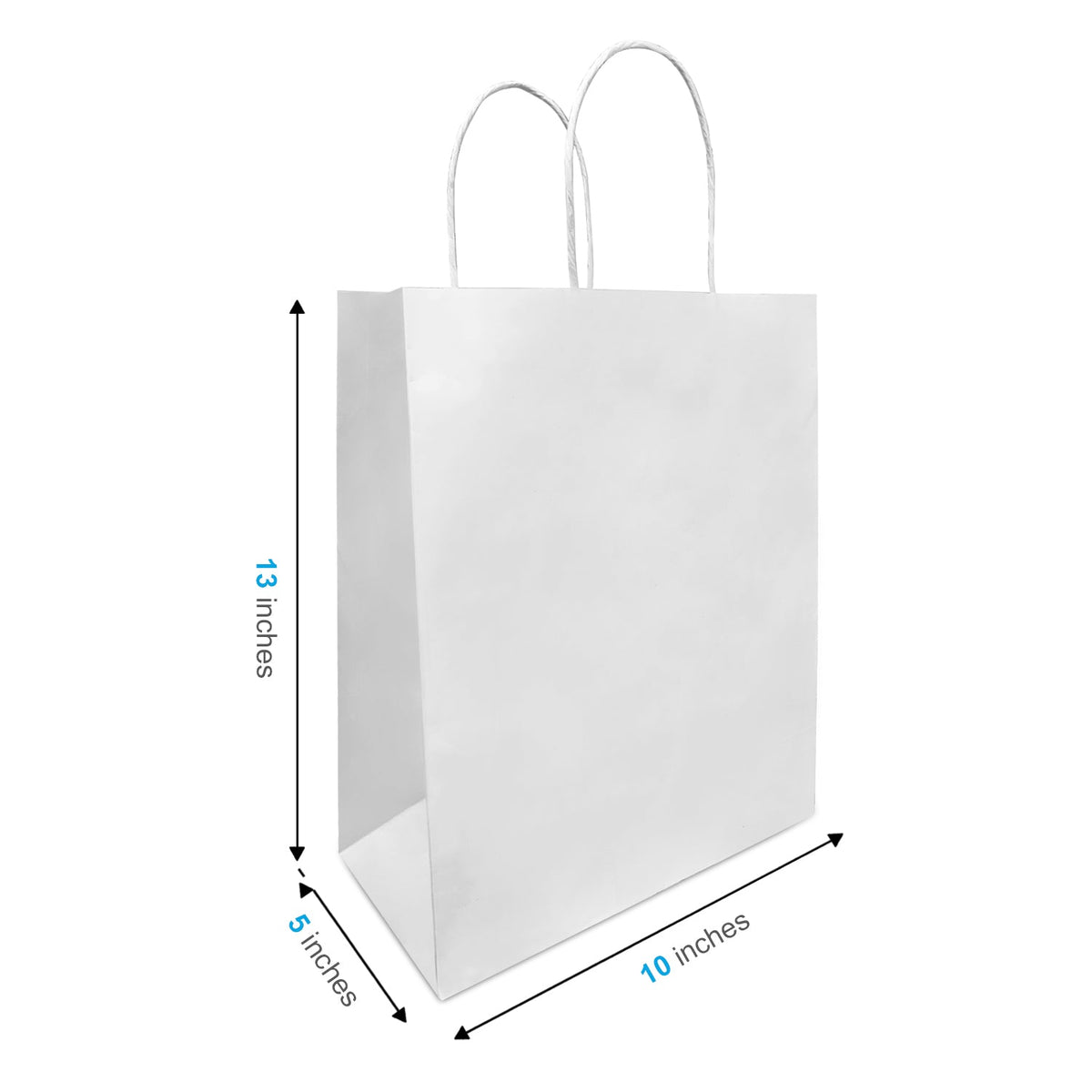 Debbie white paper bag, 10 x 5 x 13 in