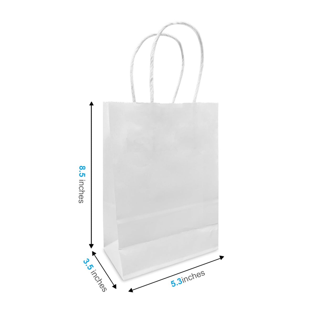 Gem white paper bag, 5.3 x 3.5 x 8.5 in