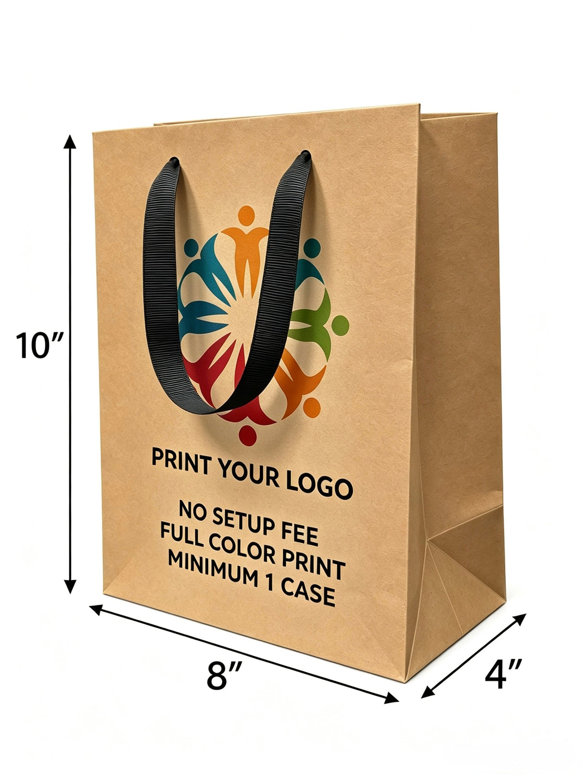 Custom printed kraft Euro Tote gift bag with ribbon handles