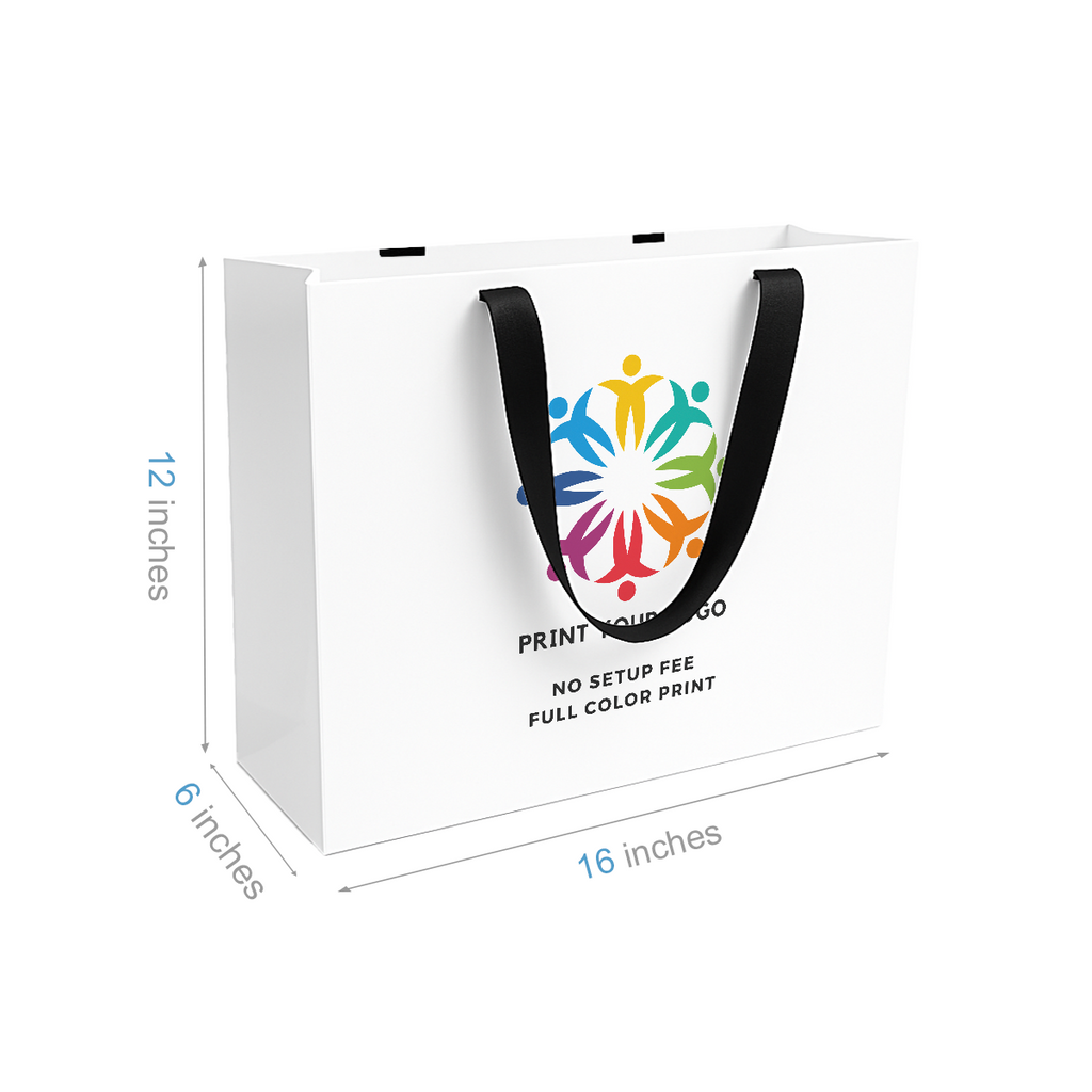 Custom printed white Contour Luxe gift bag