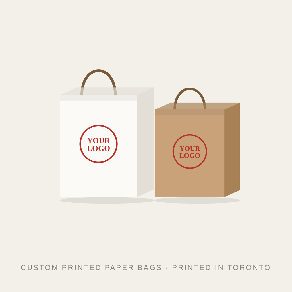 Custom printed white and kraft paper bags with your logo