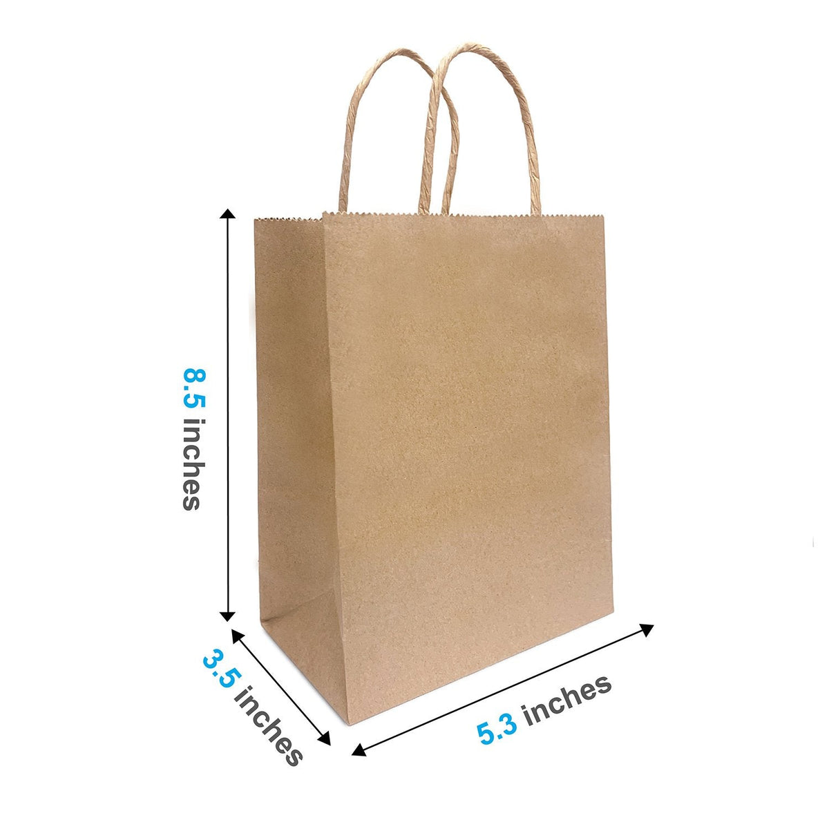 Gem kraft paper bag, 5.3 x 3.5 x 8.5 in